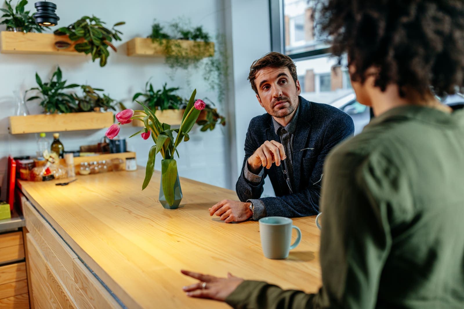 Two business owners reviewing strategy together